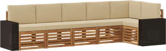 vidaXL Conjunto De Sof&aacute;s De Exterior 6 Uds. Natural Y Beige Poli&eacute;ster Vidaxl