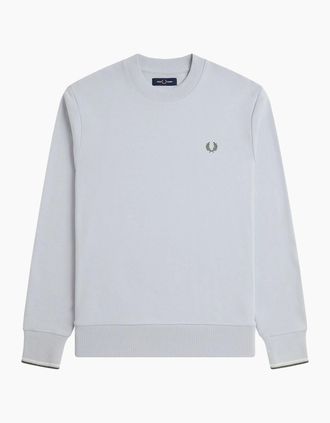 Fred Perry Mens Fred Perry Crew Neck Sweatshirt Dusky Blue/Ecru/Laurel Wreath Green - Grey - Size: 44