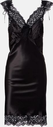 Saint Laurent Abito sottoveste in raso di seta con pizzo