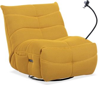 Home Heavenly Home Heavenly - Sill&oacute;n Gamer Dami, Tapizado En Tejido 3d Transpirable, Con Relax El&eacute;ctrico, Sistema Giratorio 360&ordm; Y Soporte M&oacute; Color: Amarillo