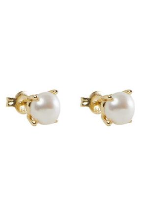 Argento Vivo Freshwater Pearl Stud Earrings in Gold at Nordstrom