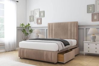 Sloomy Kingsley Naples Divan Set 2 Drawers-54 Headboard-Footboard in Light Brown | Size: Super King