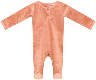 Mocha Back Snap Ribbed Velour Stretchie in Papaya at Nordstrom, Size 3M
