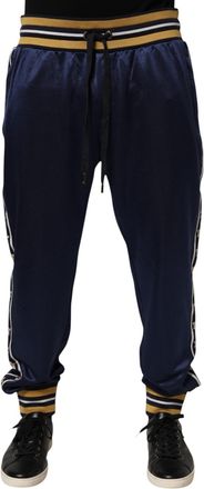 Dolce & Gabbana Blue Nylon Jogger Mid Waist Trouser Mens Pants (Pre-Owned)