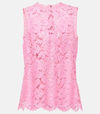 Dolce & Gabbana Floral crepe de chine lace top