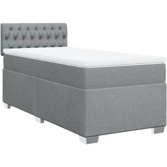 vidaXL Vidaxl - Cama Box Spring Con Colch&oacute;n Tela Gris Claro 90x190 Cm