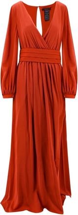 Max Mara Tasca Silk Maxi Dress - Dames - Avondkleed - Oranje - L - Kleedjes