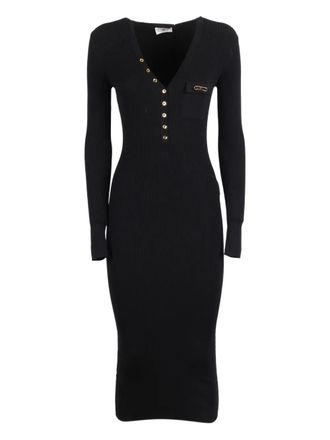 Elisabetta Franchi V-neck ribbed dress - Zwart