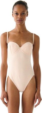 Kate Spade New York Tidal Stripe Bow Back One Piece Swimsuit in Light Cantaloupe at Nordstrom, Size X-Large