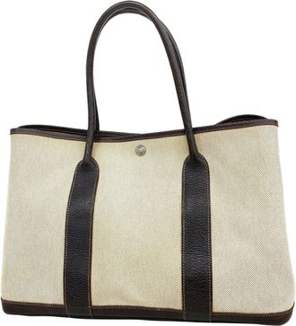Herm&egrave;s Brown Toile H Tote Bag (Pre-Owned)