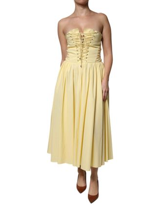 Alberta Ferretti Cotton Corset Midi Womens Dress