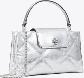 Tory Burch Womens Kira Diamond Quilt Metallic Top-Handle Bag, One Size