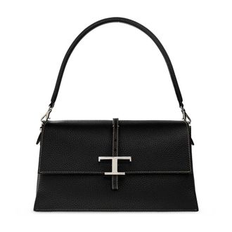 Tod's T Timeless Schoudertas Klein - Dames - Tassen - Zwart - Maat: ONE Size Leer