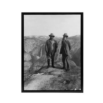 Artery8 US President Teddy Roosevelt & John Muir Framed Canvas Wall Art Print in Grey | Size: W24 x H32