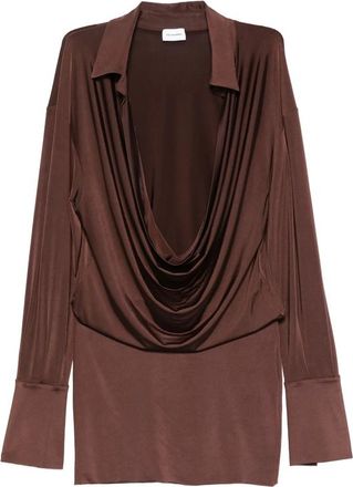 Andamane Lilia Draped-front Collared Mini Dress