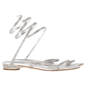 Rene Caovilla Rene Caovilla Cleo Flat Spiral Sandals in Silver Leather