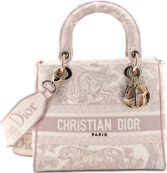 Dior Lady D-Lite Bag Embroidered Canvas Medium satchel - Rosa