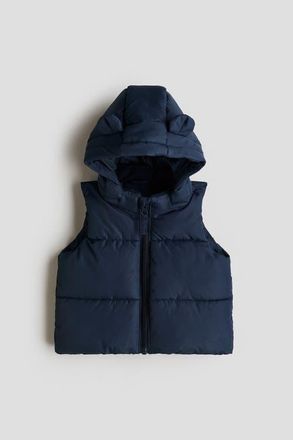 H&M Hooded Puffer Gilet in Navy Blue at Nordstrom, Size 18M