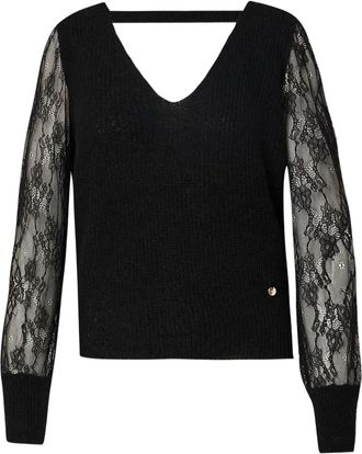 Liu Jo T-shirt con maniche in pizzo - Nero