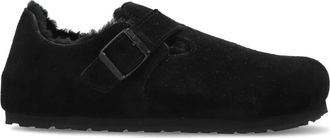 Birkenstock London Shearling Regular Fit - Dames - Platte Schoenen - Zwart - 37 EU - Leer - Schoenen