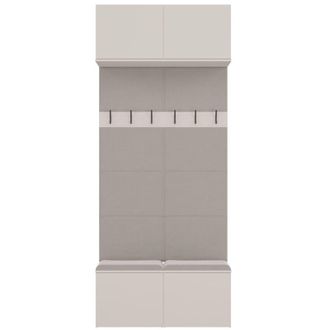 Topeshop HAGA - Appendiabiti a 6 ganci - Guardaroba da ingresso con seduta 238x100x35 cm - Beige cashmere