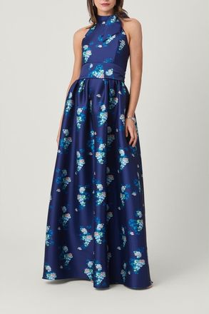 Shoshanna Grand St Floral Mikado May Dress in Navy Multi at Nordstrom, Size 10