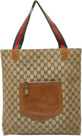 Gucci Brown Pvc Leather Handbag Shoulder Bag Tote Bag (Pre-Owned)