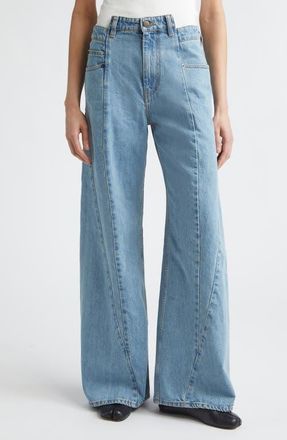 Maison Margiela D&eacute;cortiqu&eacute; Wide Leg Jeans in Medium Blu Stone Wash at Nordstrom, Size 10 Us