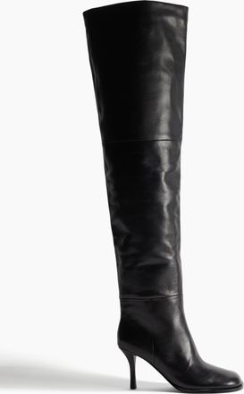 H&M Overknee-Stiefel aus Leder - Schwarz
