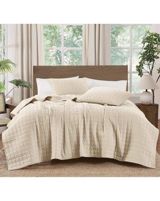 Brooklyn Loom Matte Cotton Velvet Wavy Square Quilt Set