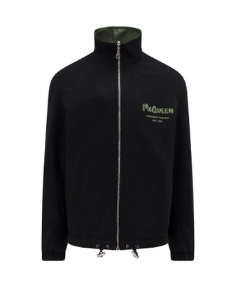 Alexander McQueen Cotone And Nylon Jacket With Mcqueen Graffiti Logo-Uomo