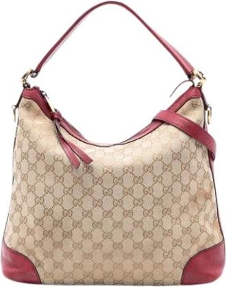 Gucci Pre-owned Shoulder Bags, female, Beige, Size: ONE SIZE Pre-owned Canvas Satchel