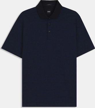 HUGO BOSS Mens H-Parris 102 Mercerised Cotton Polo Shirt - Navy - Size: 40