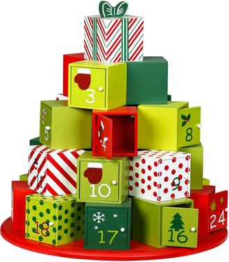 Deuba Spielwerk Calendario De Adviento De Madera 24 Cajoncitos Puertas Diy Para Ni&ntilde;a Ni&ntilde;o Respetuoso Con El Medio Ambiente Calendario De Adviento Redondo Xl