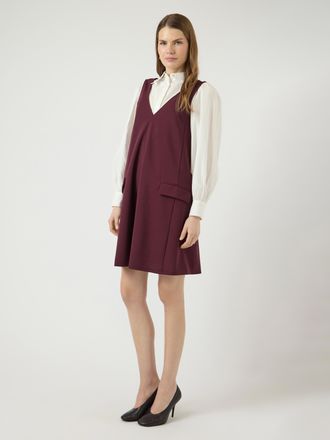 Y.A.S Minikleid Y.A.S YASMALEA SL WIDE DRESS S. NOOS, Damen, Gr. XL, N-Gr, fig, Web, Obermaterial: 95% Polyester, 5% Elasthan, unifarben, kniefrei, V-Aussch