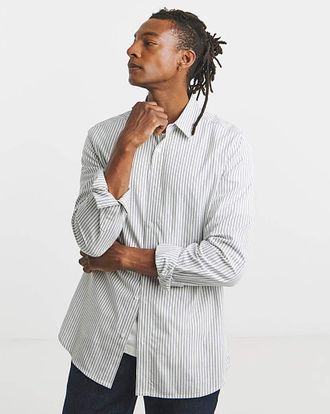 Jacamo Long Sleeve Poplin Stripe Shirt