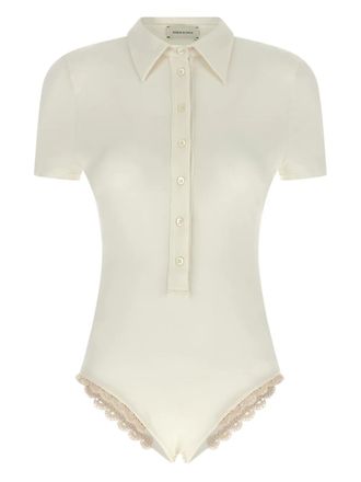 Magda Butrym crochet-detail bodysuit - women - Viscose/Elastane - 38 - White