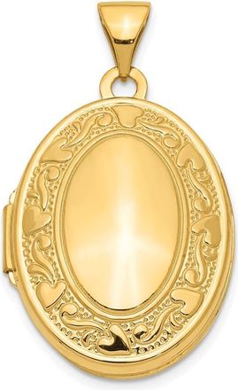 Diamond2Deal 14k Yellow Gold Yellow Gold Scroll Heart Design Oval Locket Pendant
