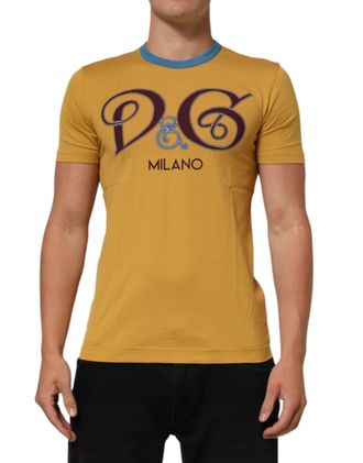 Dolce & Gabbana Yellow Logo Crew Neck Short Sleeves Mens T-shirt