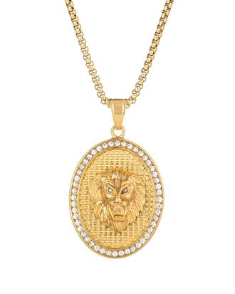 Eyecandy LA Eye Candy La The Bold Collection Titanium Cz Lion Head Necklace