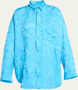 Balenciaga Long-Sleeve Button-Down Cocoon Shirt