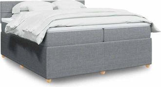 vidaXL Cama Box Spring Con Colch&oacute;n Tela Gris Claro 200x200 Cm Vidaxl