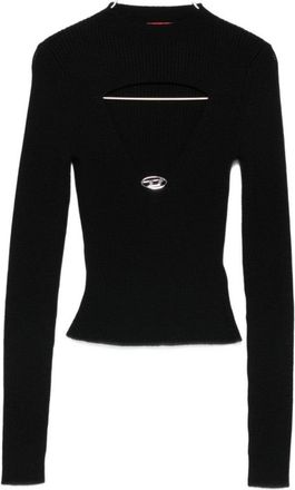 Diesel Fitted Black Ribbed Wool Sweater