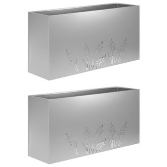 vidaXL Macetero De Jard&iacute;n 2 Uds. Plateado 100 X 20 X 49 Cm Vidaxl