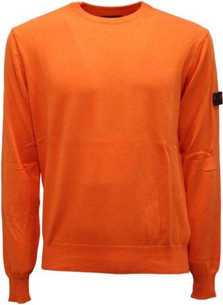 Peuterey Rondgebreide trui Exmoor-stijl - Heren - Ronde hals truien - Oranje - S - Katoen - Truien & Vesten
