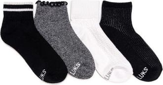 Muk Luks Dream Step Mini Crew Socks, 4 Pair Pack in Ebony at Nordstrom