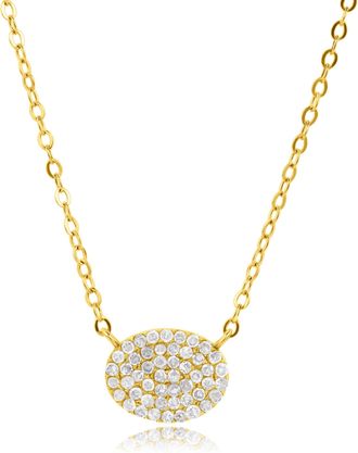 MAX + STONE 10K Yellow Gold Oval Solitaire Diamond Cluster Necklace with 18 Cable Chain