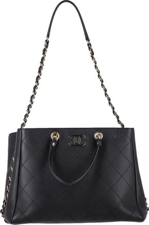 Chanel Pre-owned Womens Bullskin Shopping Bag in Black Leather - One Size