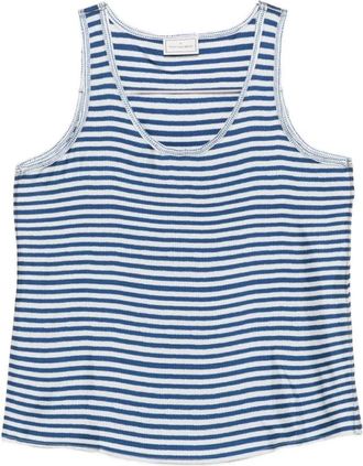 Pierre-Louis Mascia Gestreept Zijden Tanktop - Dames - Tops zonder mouwen - Blauw - M - Tops