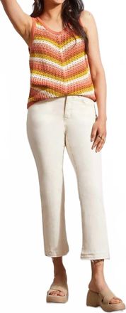 Tribal Womens Sophia Curvy Micro Flare Crop Pants In Ecru